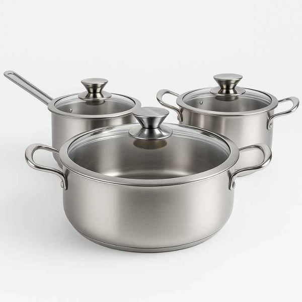Conjunto Panelas de Aço Cirúrgico: Chef Completo 3 Peças - Balashov Brasil