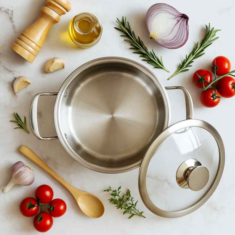 Conjunto Panelas de Aço Cirúrgico: Chef Completo 3 Peças - Balashov 