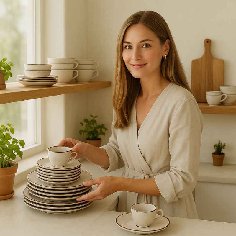 Aparelho de Jantar Oxford Breeze 20 Peças – Edição Beige & Brown