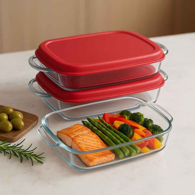 Assadeira Retangular Marinex com Tampa - 2 Unidades 3,5L - Balashov Brasil