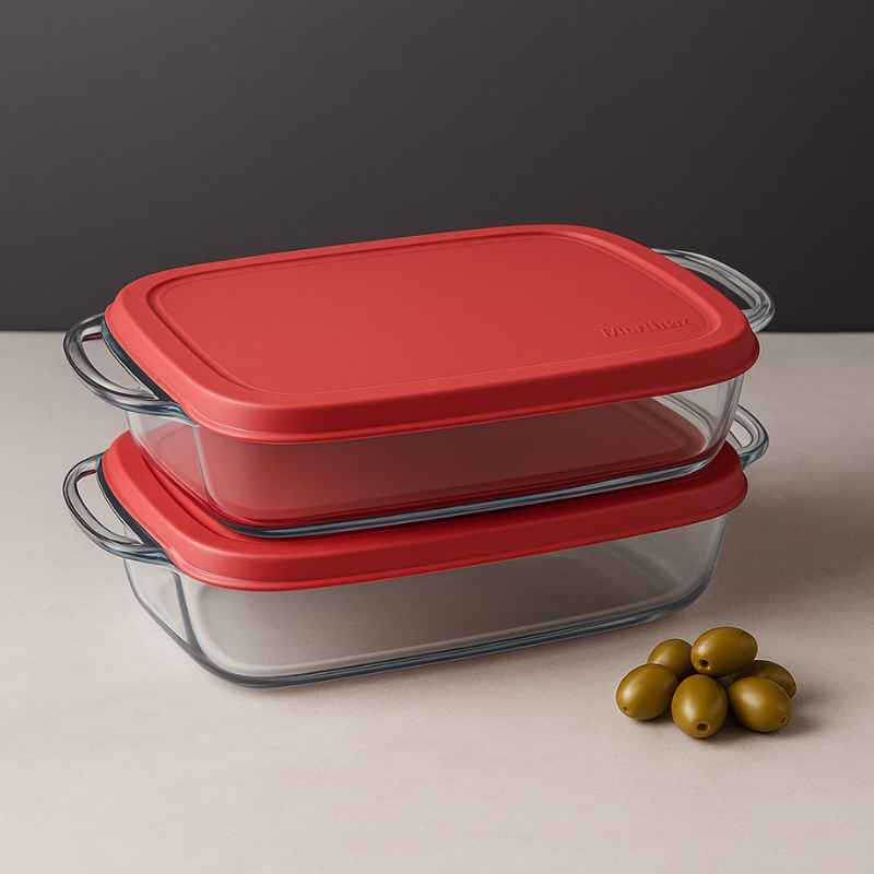 Assadeira Retangular Marinex com Tampa - 2 Unidades 3,5L - Balashov Brasil