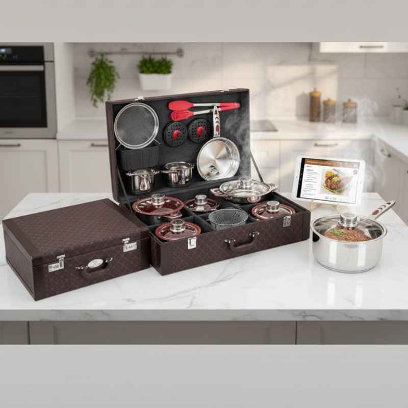 Balashov Chef's Precision: Jogo de Panelas Aço Cirúrgico com Termômetro - Balashov Brasil