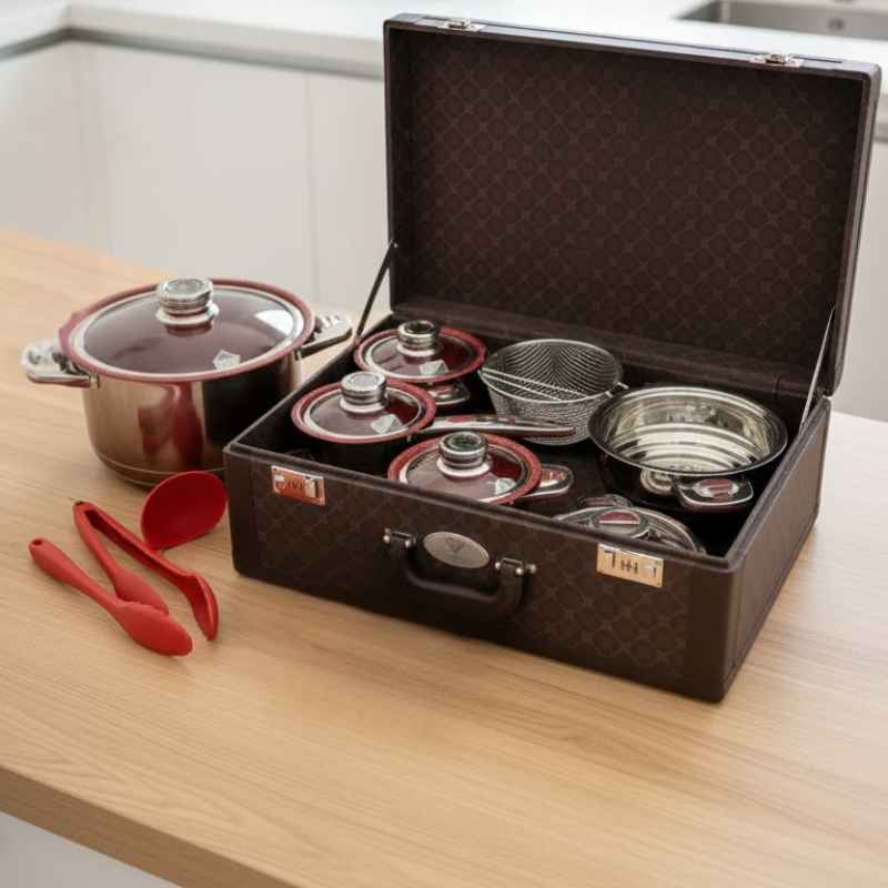 Balashov Chef's Precision: Jogo de Panelas Aço Cirúrgico com Termômetro - Balashov Brasil