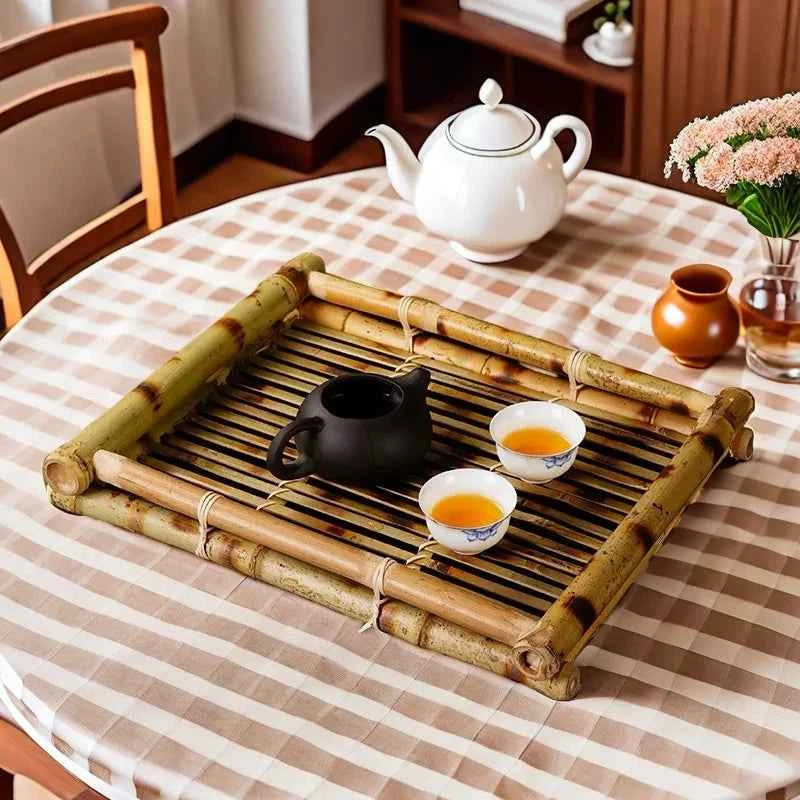 Bandeja de Bambu Retangular Artesanal 35x28cm - Natural e Sustentável