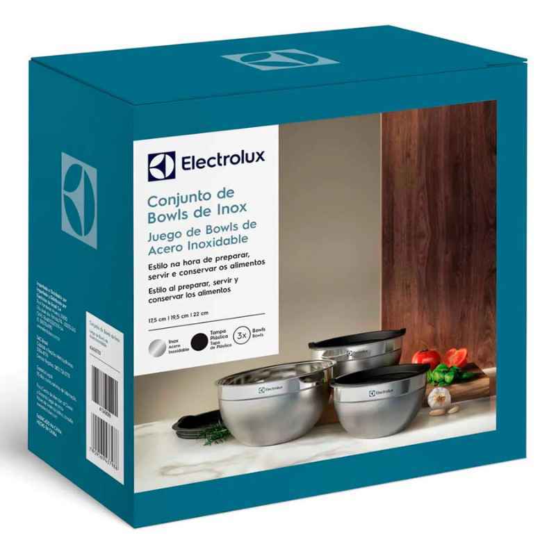 Conjunto de Bowls Inox com Tampa Plástica Electrolux – 3 Peças - Balashov Brasil