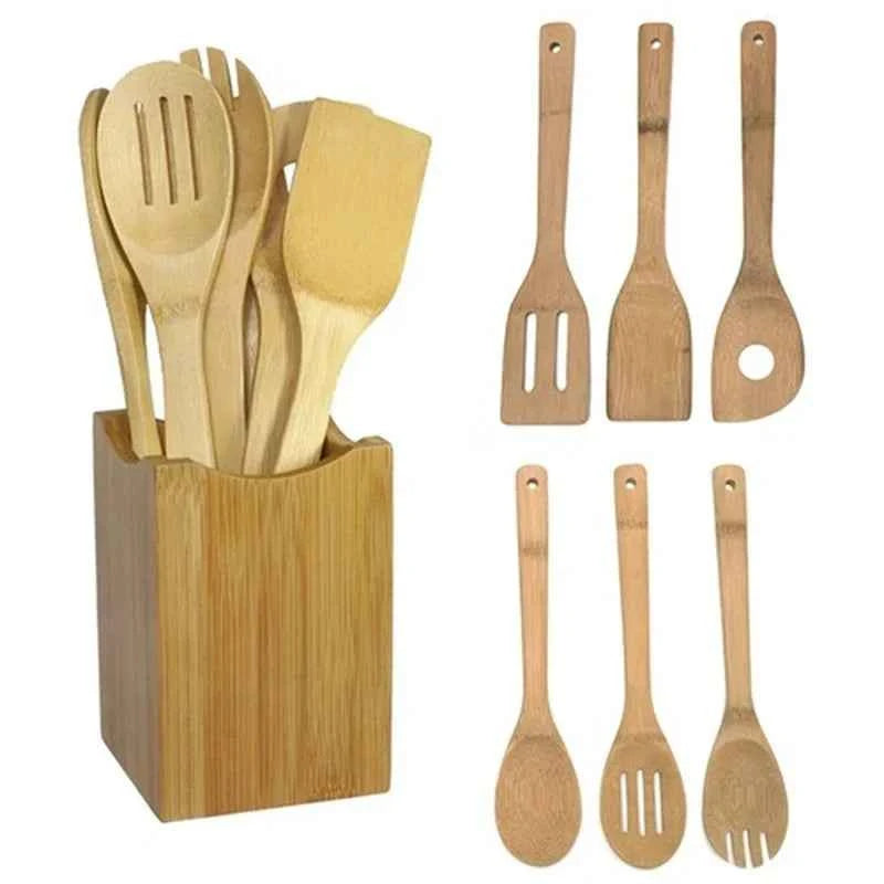 Conjunto de Utensílios de Cozinha em Bambu Eco Premium