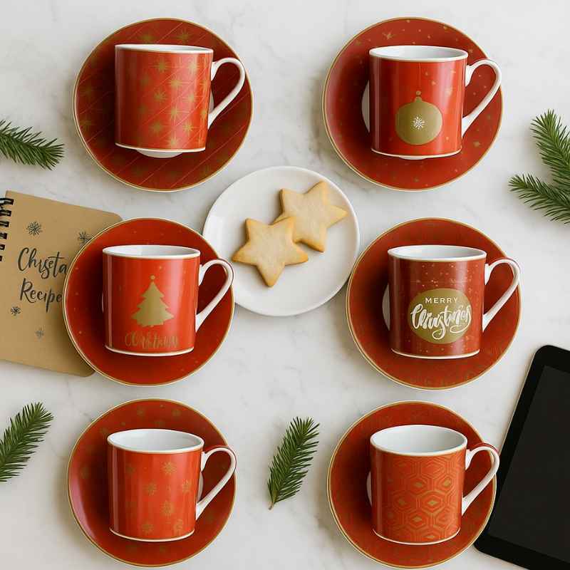 Conjunto Exclusivo Xícaras de Natal Classic & Co. - Leve 6, Pague 4 - Balashov Brasil