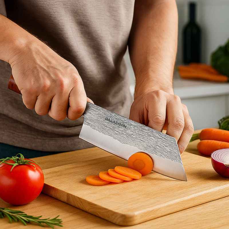 Cutelo Artesanal em Aço Carbono - Faca de Chef Profissional - Balashov Brasil
