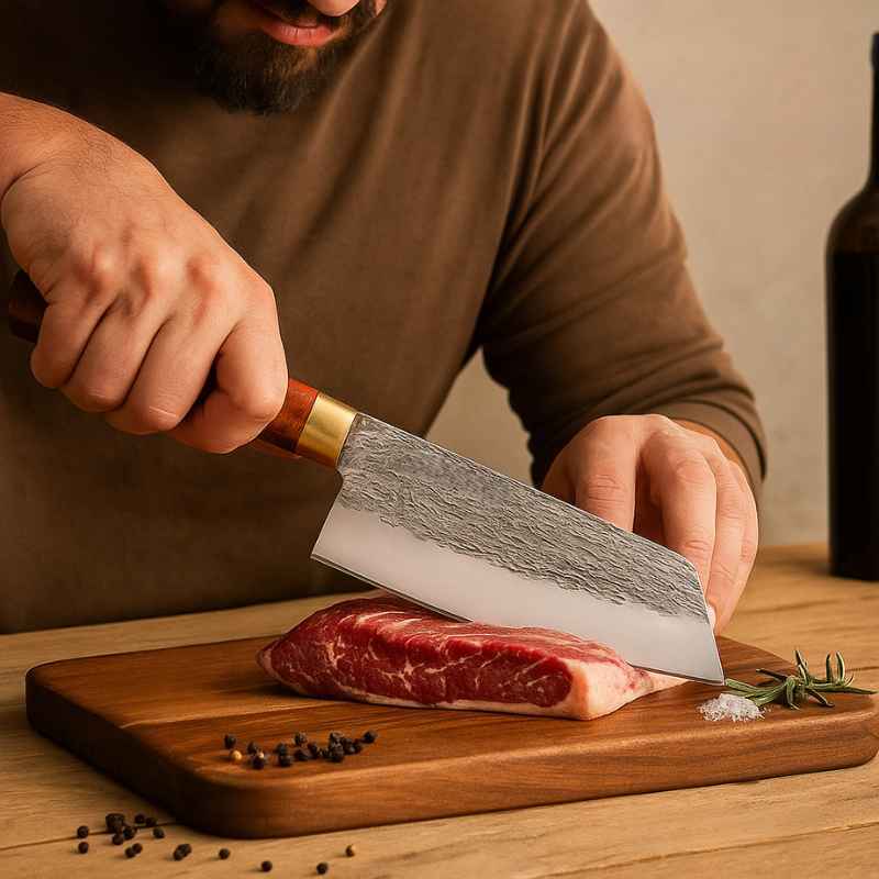 Cutelo Artesanal em Aço Carbono - Faca de Chef Profissional - Balashov Brasil