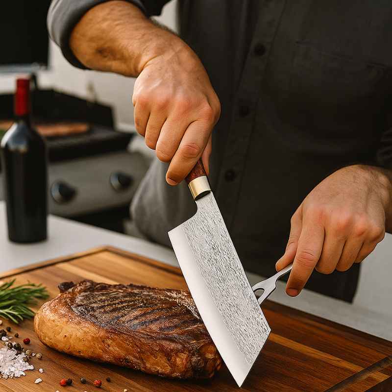 Cutelo Artesanal em Aço Carbono - Faca de Chef Profissional - Balashov Brasil