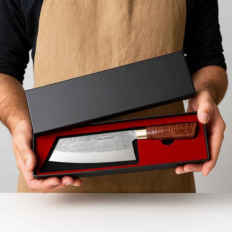 Cutelo Artesanal em Aço Carbono - Faca de Chef Profissional - Balashov Brasil