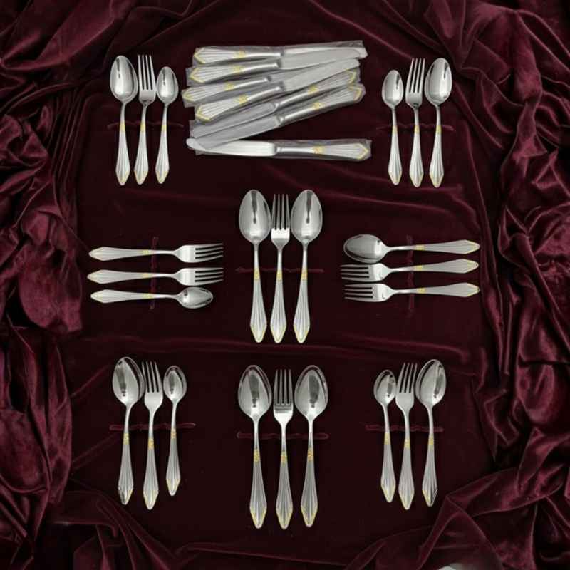 Faqueiro Inox Legado Imperador Dourado Royal 28p 18/10 - Balashov Brasil