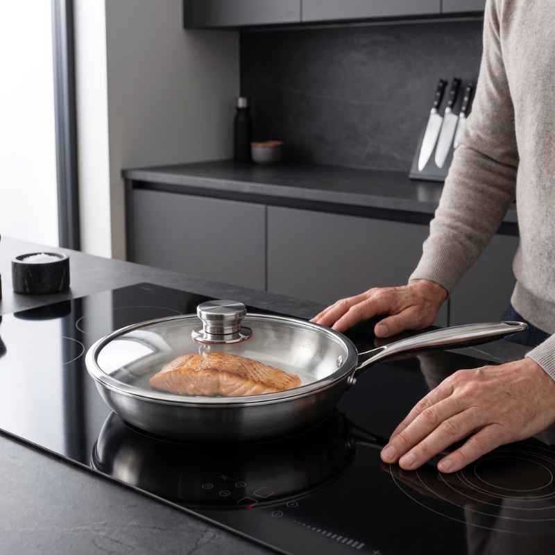 Frigideira Aço Cirúrgico 316 Chef’s Collection com Tampa 26cm - Balashov Brasil