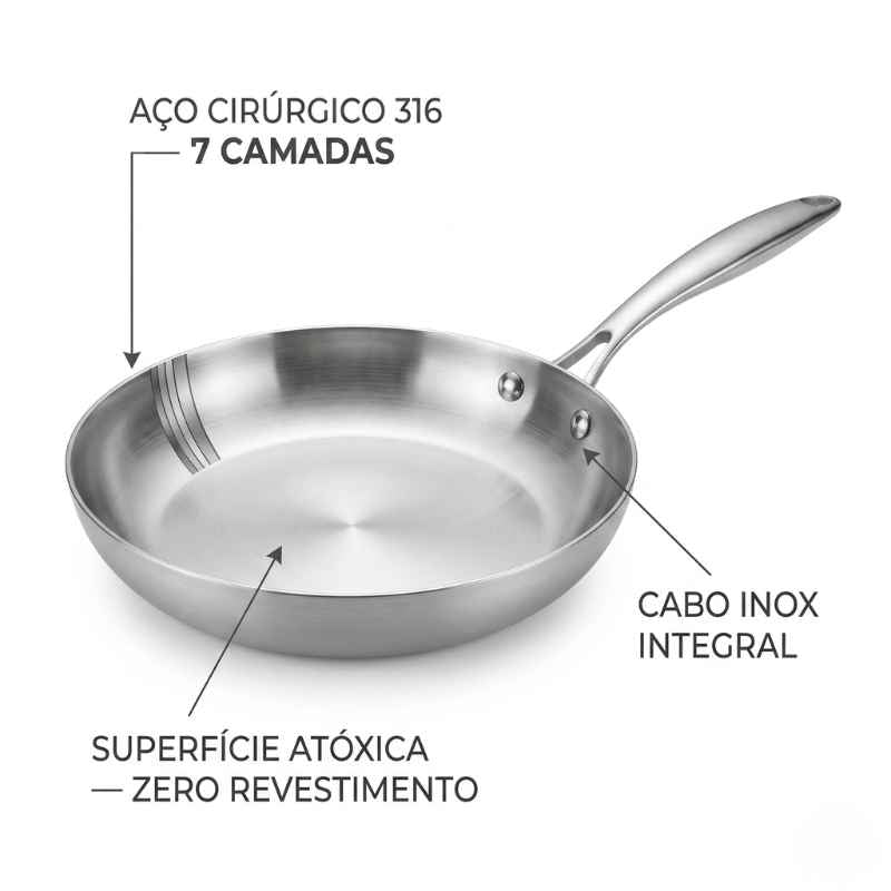 Frigideira Aço Cirúrgico Chef's Collection 22cm - Balashov Brasil
