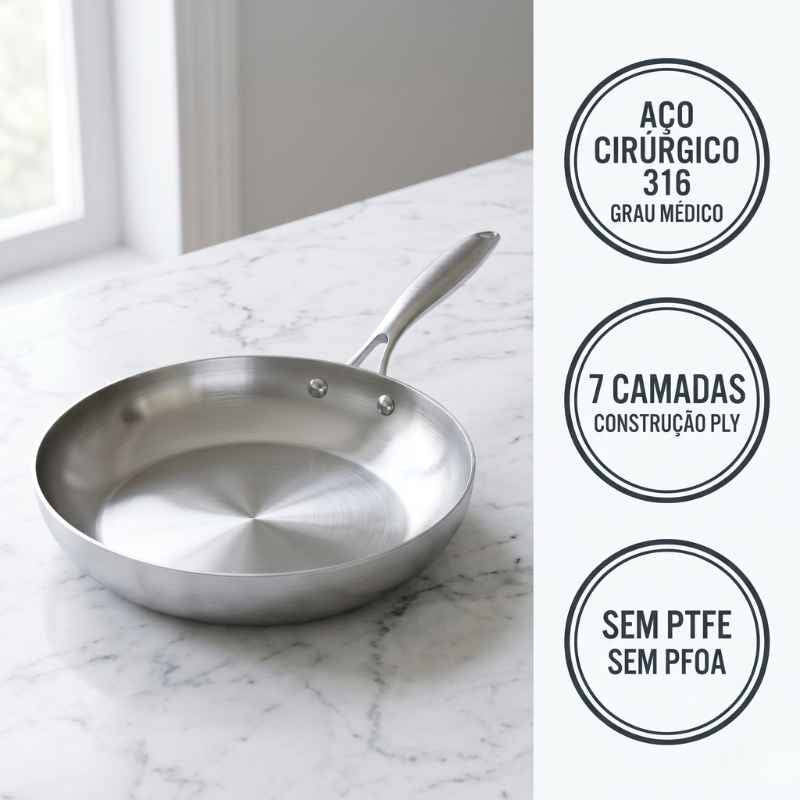 Frigideira Aço Cirúrgico Chef's Collection 22cm - Balashov Brasil