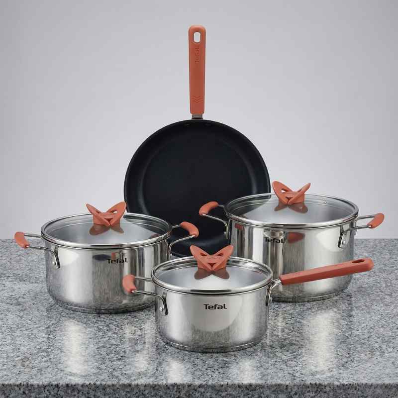 Jogo de Panela de Aço Cirúrgico Opti'Spaces Tefal - 4 Peças Empilháveis - Balashov Brasil