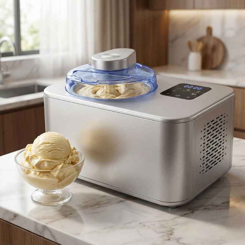 Maquina de Sorvete Expressa Inox 1,2L com Compressor — Gelatos, Sorbets, Açaí e Frozen Yogurt na Hora - Balashov Brasil