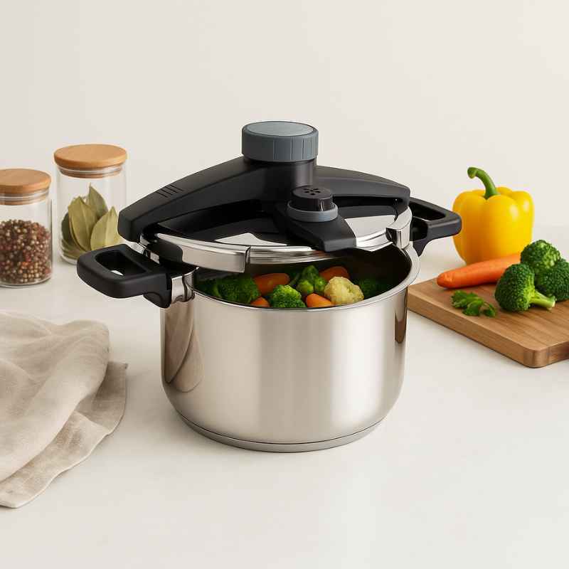 Panela de Pressão de Inox Premium 6L - Segurança e Eficiência