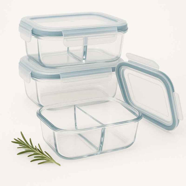 Pote de Vidro Hermético – Kit 2 Peças com Tampa e Divisória - Balashov Brasil
