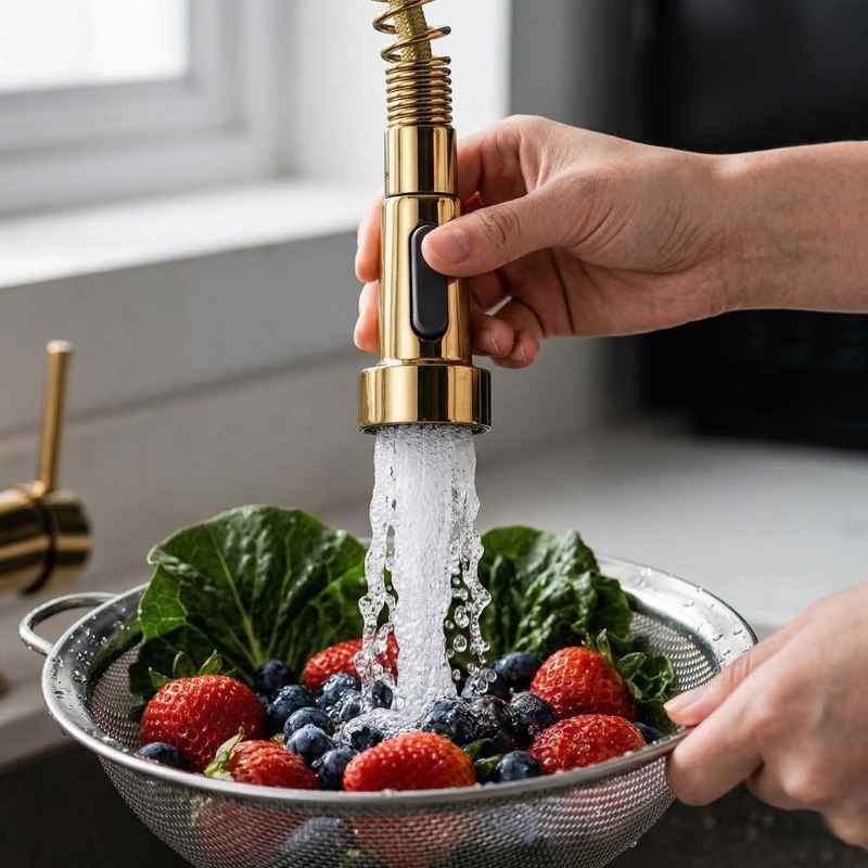 Torneira Gourmet Monocomando Chef's Gold com Mola Dupla Função - Balashov - Balashov Brasil